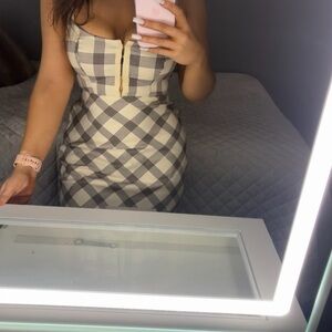 uban outfitters plaid corset mini dress